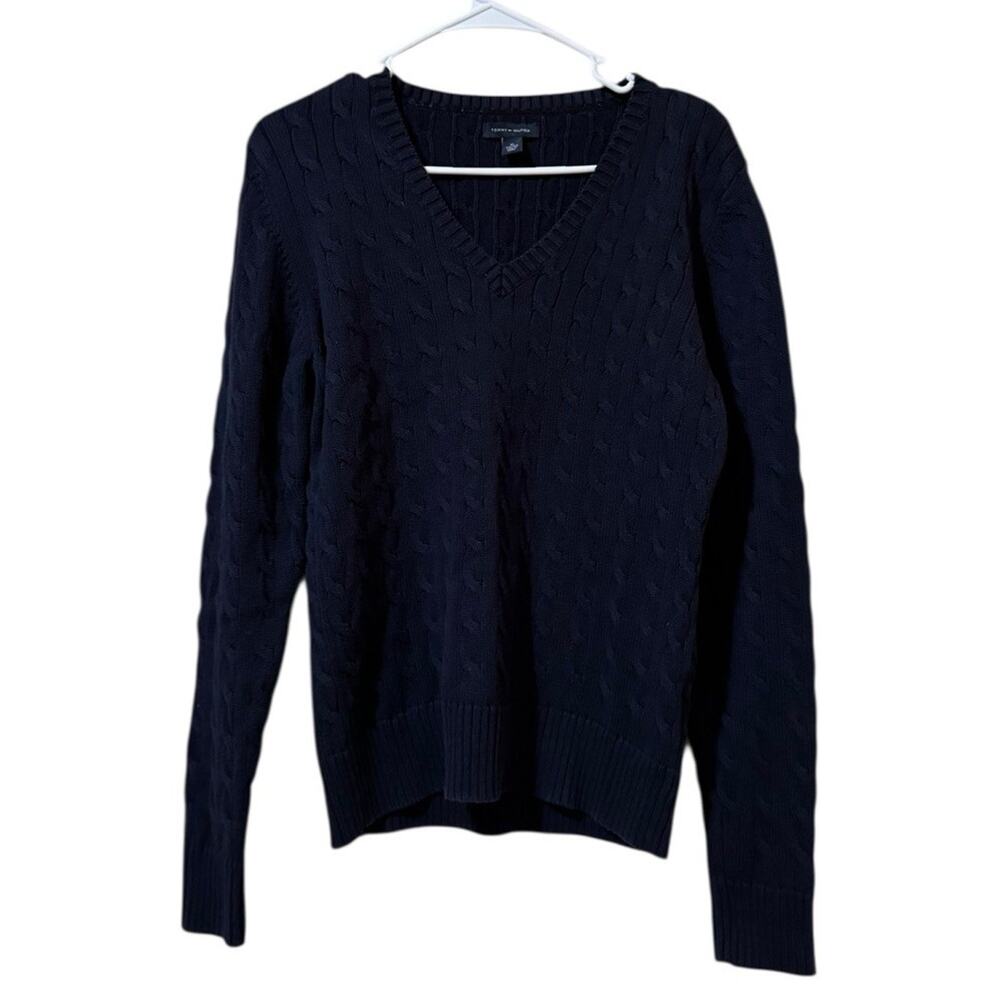 Tommy Hilfiger Women Size XL Women Knit Sweater Blue Cotton Preppy Long Sleeve